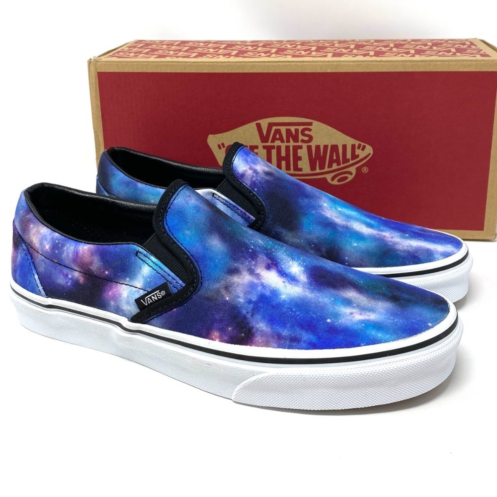 VANS Classic Slip-On Galaxy Blue White Canvas Sneakers Men's Size VN0A33TBG4F - Picture 6 of 11